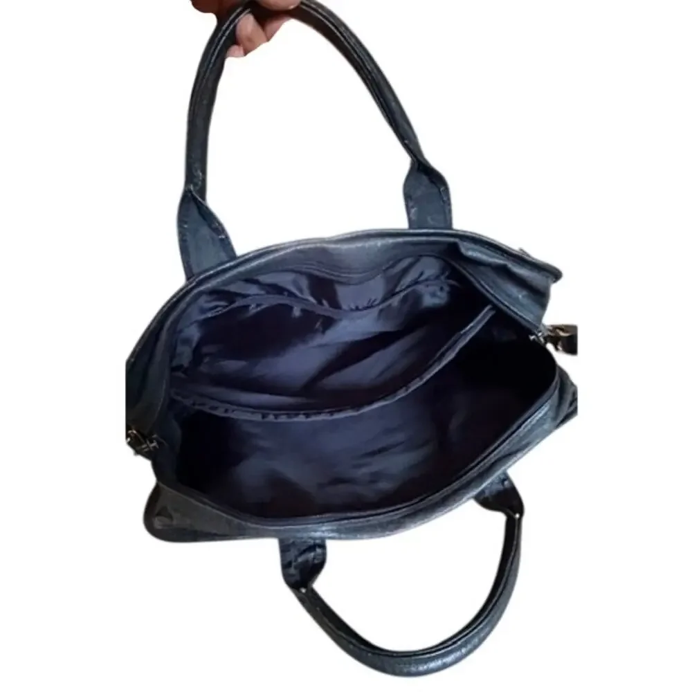 Avenues Genuine Leather Laptop Briefcase Messenger Bag Black 16.5